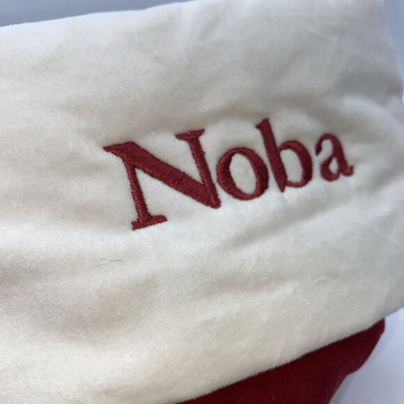 Pottery Barn Noba Christmas Holiday Stocking Monogrammed Velvet Red Cream 19 in - Picture 9 of 9